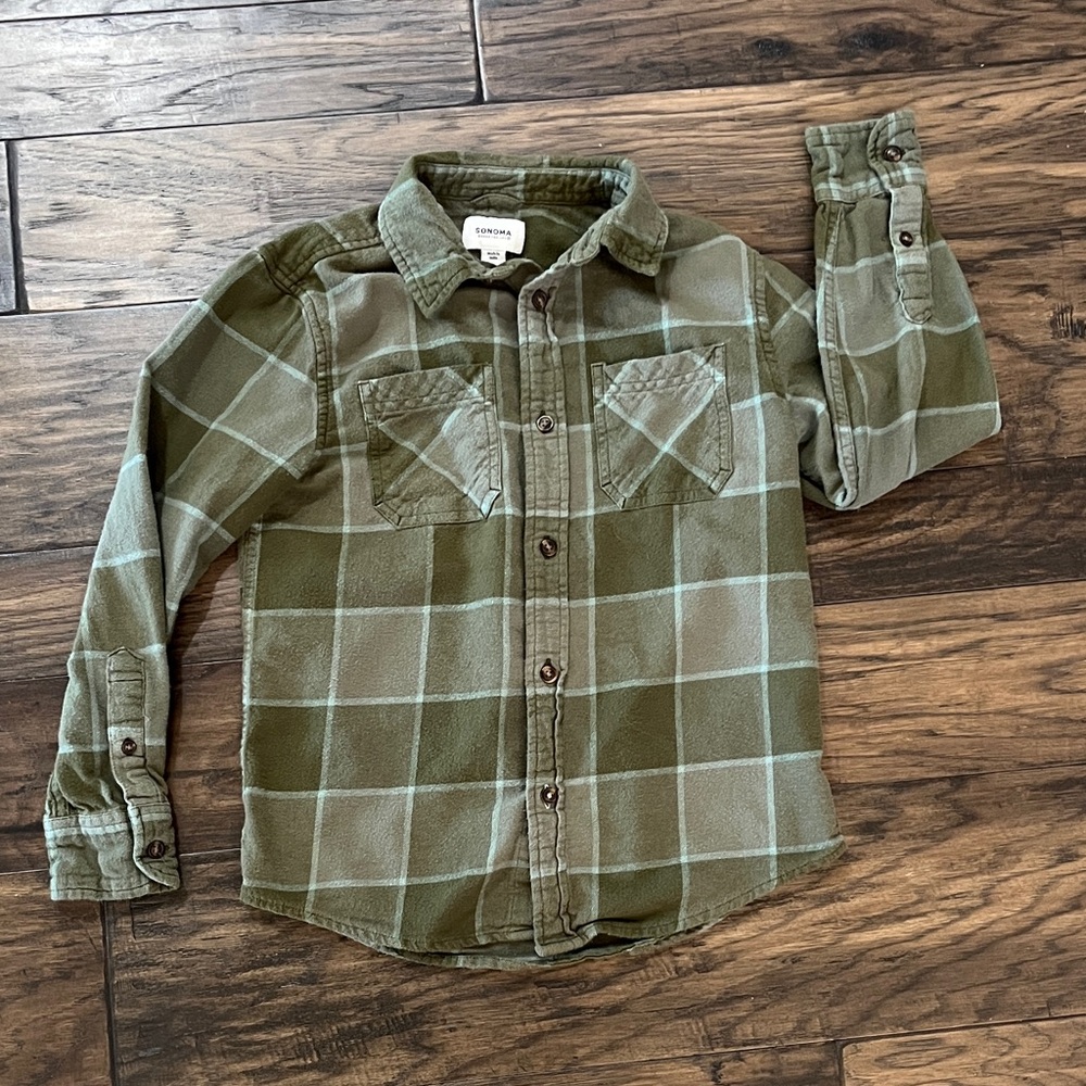 Cozy Kids Green Plaid Flannel Shirt